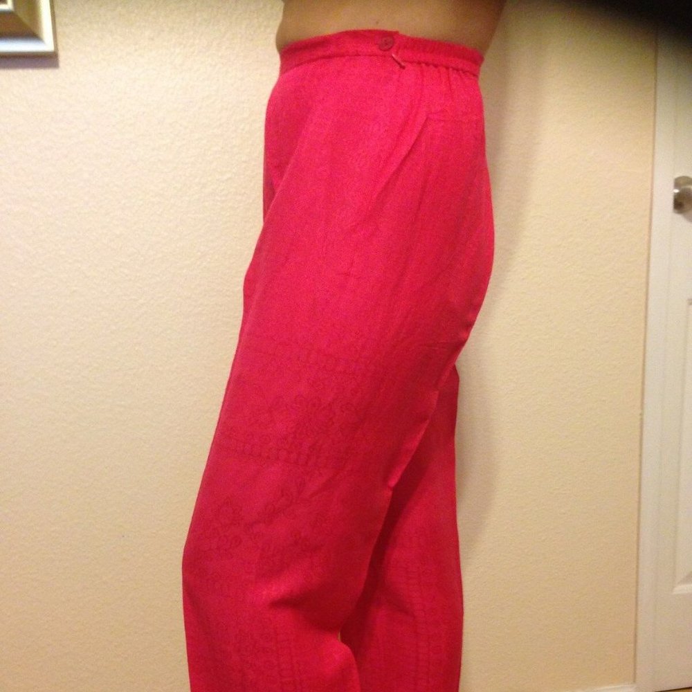 DIALOGUE ~ Pink Linen Blend Flat Front Ankle Leg Pants Trousers ~ Sz.10